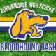 Logo of the Auburndale High School Bloodhounds with grassy background