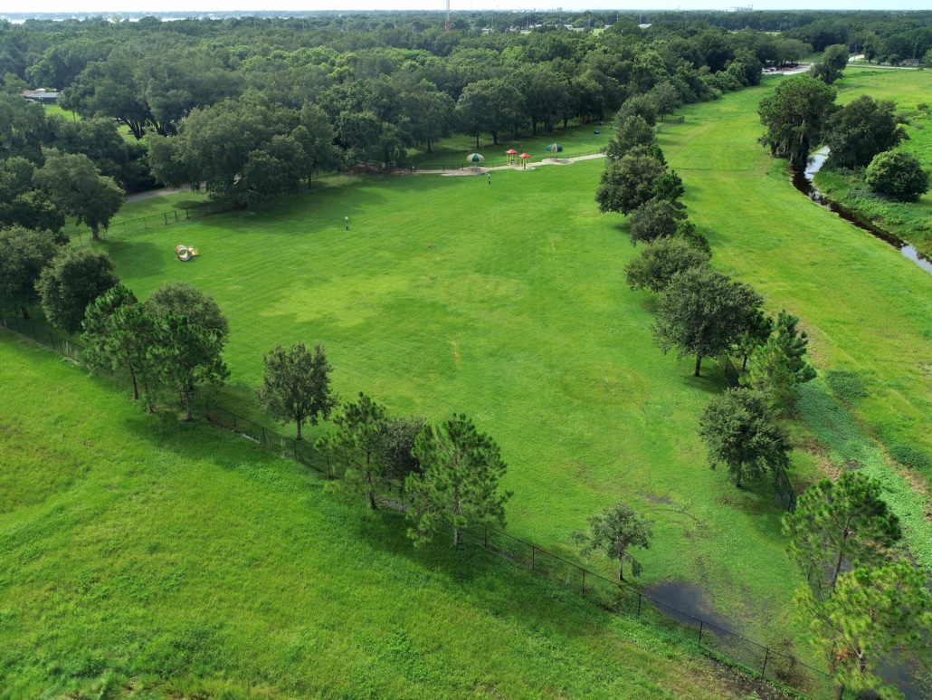 Aerial view of the Dog Park at Lake Myrtle
